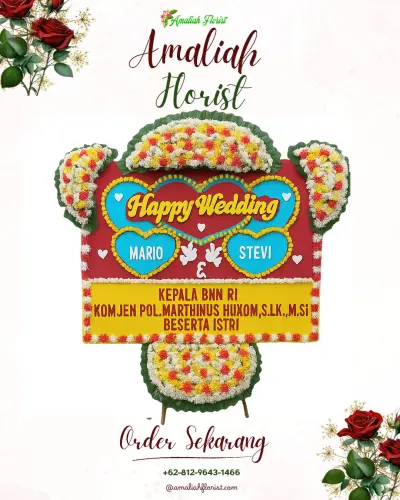 Karangan Papan Bunga Pernikahan di Tugujaya